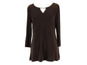 Charter Club 3 4 Sleeve Womens Blouse Size M US Regular Brown Polyester