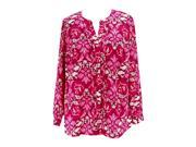 Charter Club Long Sleeve Womens Floral Button Down Shirt Size 0X Regular Pink