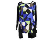 Alfani 3 4 Sleeve Womens Geometric Knit Top Size M US Regular Black Rayon