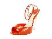 Christian Dior Womens Open Toe Heels Size 6.5 US 36.5 EU Orange Leather