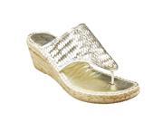 Andre Assous Womens Open Toe Slippers Size 41 EU Gold Leather