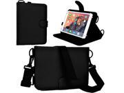 Cooper Cases TM Magic Carry Universal 7 8 Tablet Folio Case w Shoulder Strap in Black Premium Pleather Cover Built in Viewing Stand and Elastic Hand Stra