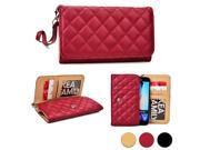 Cooper Cases TM Quilted Women s Clutch Universal 5 Smartphone Wallet Case in Maroon Red Soft Fine Grain Leather w Elegant Quilted Pattern Design