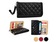 Cooper Cases TM Quilted Women s Clutch Universal 5 Smartphone Wallet Case in Black Soft Fine Grain Leather w Elegant Quilted Pattern Design