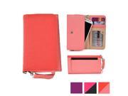 Cooper Cases TM Glamour Women s Clutch Universal Smartphone Wallet in Coral Pink Detachable Wrist Strap Credit Card ID Slots Slip Zipper Pockets