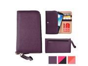 Cooper Cases TM Glamour Women s Clutch Universal Smartphone Wallet in Dark Purple Detachable Wrist Strap Credit Card ID Slots Slip Zipper Pockets