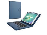 Cooper Cases TM Infinite Executive 9 10.1 inch Tablet Bluetooth Keyboard Folio in Dark Blue Pleather Cover Built in Stand QWERTY Keyboard Rechargeable