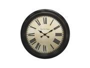 23 in. H Round Brown Antique Dial Analog Wall Clock with Roman Numerals