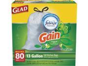 Glad Gain Febreze Original Scent, 13 Gallon Tall Kitchen Bags, 80 Bags (Pack of 2)