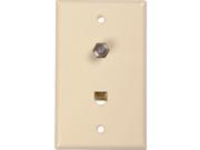 Modular Phone Coaxial Wall Plate Ivory RCA TV Wire and Cable Tp062 079000306733