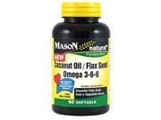 Mason Natural Coconut Oil Flax Seed Omega 3 6 9 From A Vegetable Source Softgels 60 Count