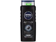 Nivea for Men Active Clean Body Wash Natural Charcoal 16.9 Fluid Ounce