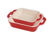 Staub Ceramic 2 pc Rectangular Baking Dish Set Cherry