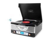 Retro Vintage Classic Style Bluetooth Turntable Vinyl Record Player with USB MP3 Computer Recording Black