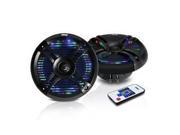 6 x 9 Waterproof Audio Marine Grade Dual Speakers with Built in Programmable Multi Color LED Lights 250 Watt Black