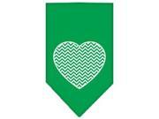 Chevron Heart Screen Print Bandana Emerald Green Small