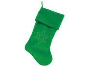 Star of David Rhinestone 18 inch Velvet Christmas Stocking Green