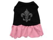 Mirage Pet Products 57 23 SMBKPK Silver Fleur de Lis Rhinestone Dress Black with Pink Sm 10