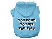 You Come You Sit You Stay Screen Print Pet Hoodies Baby Blue Size Med 12