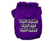 You Come You Sit You Stay Screen Print Pet Hoodies Purple Size S 10