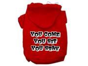You Come You Sit You Stay Screen Print Pet Hoodies Red Size XXL 18