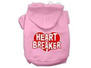 Heart Breaker Screen Print Pet Hoodies Light Pink Size XL 16