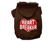 Heart Breaker Screen Print Pet Hoodies Brown Size XS 8
