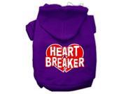 Heart Breaker Screen Print Pet Hoodies Purple Size XS 8
