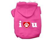 I Love U Screen Print Pet Hoodies Bright Pink Size Lg 14