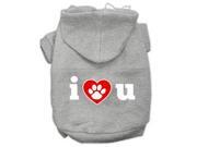 I Love U Screen Print Pet Hoodies Grey Size XXL (18) I Love U Screen Print Pet Hoodies Grey Size XXL (18)