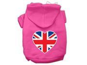 British Flag Heart Screen Print Pet Hoodies Bright Pink Size XXL 18