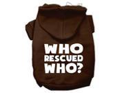 Who Rescued Who Screen Print Pet Hoodies Brown Size Sm 10