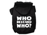 Who Rescued Who Screen Print Pet Hoodies Black Size XL 16
