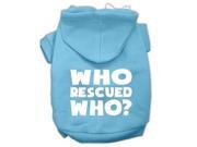 Who Rescued Who Screen Print Pet Hoodies Baby Blue Size XXXL 20