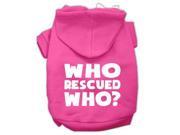 Who Rescued Who Screen Print Pet Hoodies Bright Pink Size XXXL 20