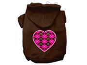 Argyle Heart Pink Screen Print Pet Hoodies Brown Size Med (12) Argyle Heart Pink Screen Print Pet Hoodies Brown Size Med (12)