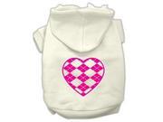 Argyle Heart Pink Screen Print Pet Hoodies Cream Size XXL 18