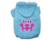 Argyle Paw Pink Screen Print Pet Hoodies Baby Blue Size Med 12