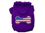 Bone Shaped American Flag Screen Print Pet Hoodies Purple Size XL 16