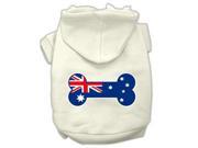 Bone Shaped Australian Flag Screen Print Pet Hoodies Cream Size XS 8