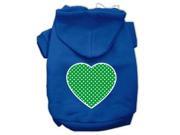 Green Swiss Dot Heart Screen Print Pet Hoodies Blue Size XL 16