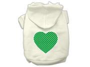 Green Swiss Dot Heart Screen Print Pet Hoodies Cream Size XS 8