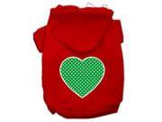 Green Swiss Dot Heart Screen Print Pet Hoodies Red Size XS 8