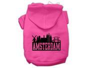 Amsterdam Skyline Screen Print Pet Hoodies Bright Pink Size Lg 14