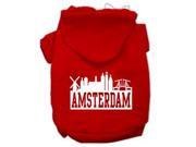 Amsterdam Skyline Screen Print Pet Hoodies Red Size Sm 10