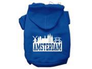 Amsterdam Skyline Screen Print Pet Hoodies Blue Size XS 8
