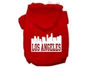 Los Angeles Skyline Screen Print Pet Hoodies Red Size Med 12