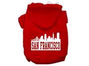 San Francisco Skyline Screen Print Pet Hoodies Red Size Sm 10