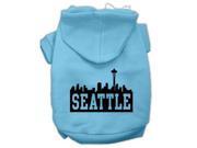 Seattle Skyline Screen Print Pet Hoodies Baby Blue Size Med 12