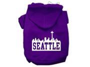 Seattle Skyline Screen Print Pet Hoodies Purple Size XL 16